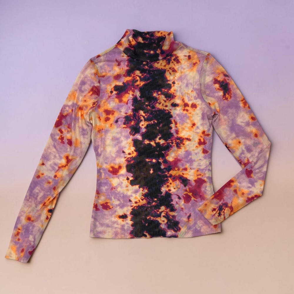 AFRM Zadie Mesh Mock Neck Top M Abstract Grunge Fairycore Indie Sleaze Alt Punk